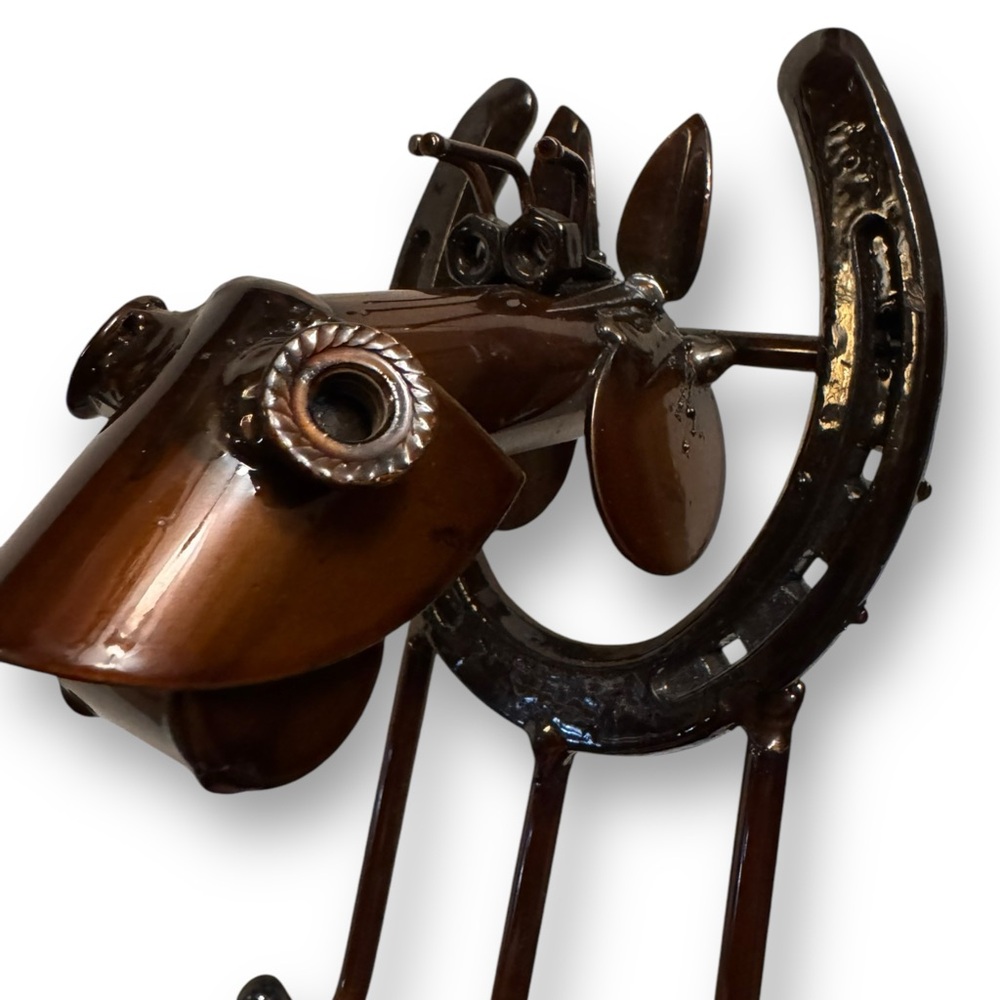 Horseshoe Horse Wall Hook, Brown Glaze Welded St Croix Forge Equestrian Tack - Picture 5 of 7